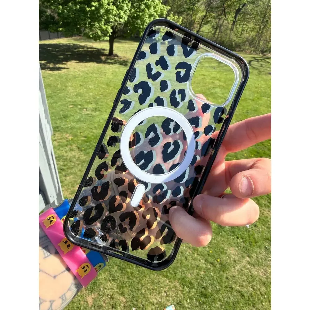 Kate Spade Iphone 15 Pro Max Protective Case W/ Magsafe- city leopard- Preowned